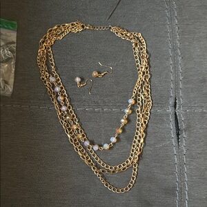 Elegant Gold and White Jewelry Set